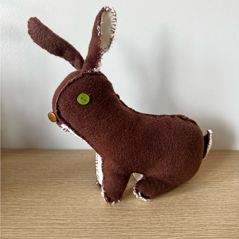 Handmade Brown Plush Bunny with Button Eyes